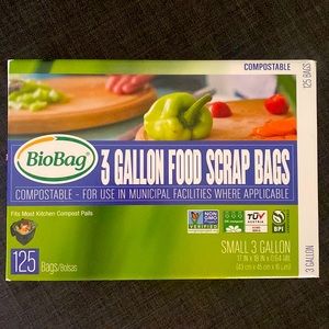 125 count, Biobag Food Waste Compostable Bags (3 Gallon)